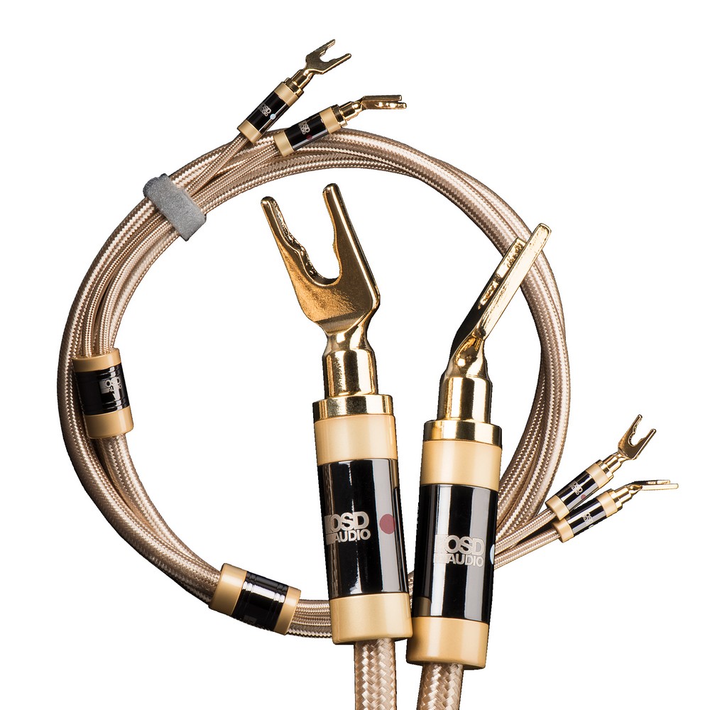 Aurum 14AWG Speaker Cable Audiophile-Grade, Stereo Pair, Braided Gold Jacket [6.5FT - 49.2FT]